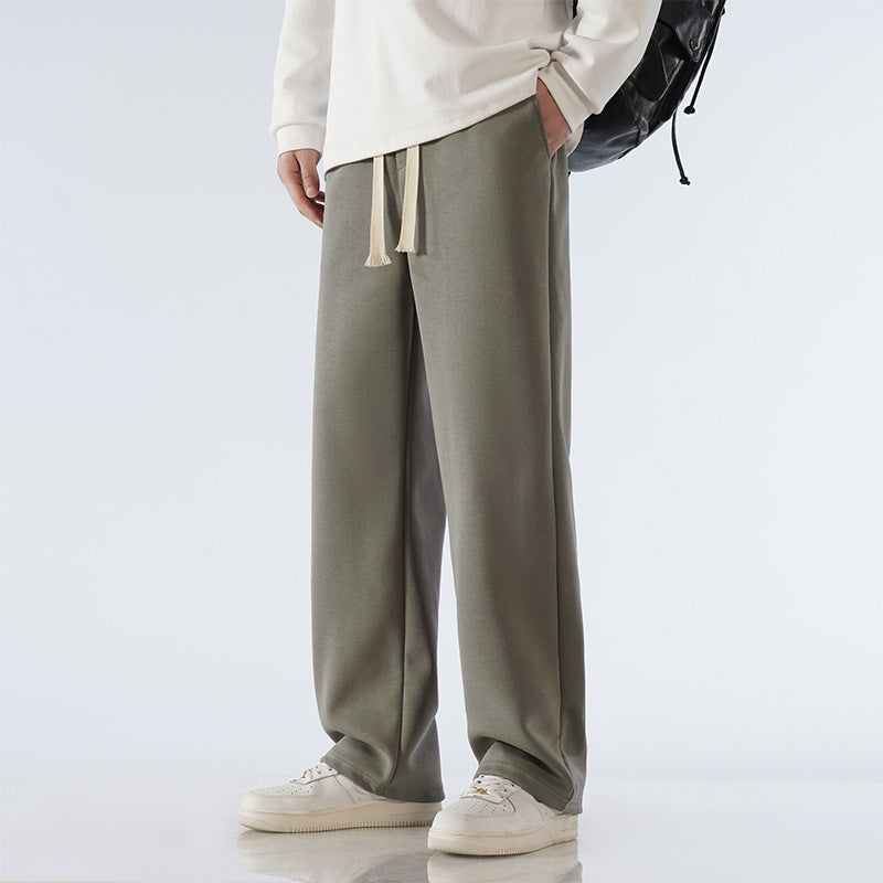Men’s Fleece-Lined Sweatpants – Autumn & Winter Wide-Leg Casual
