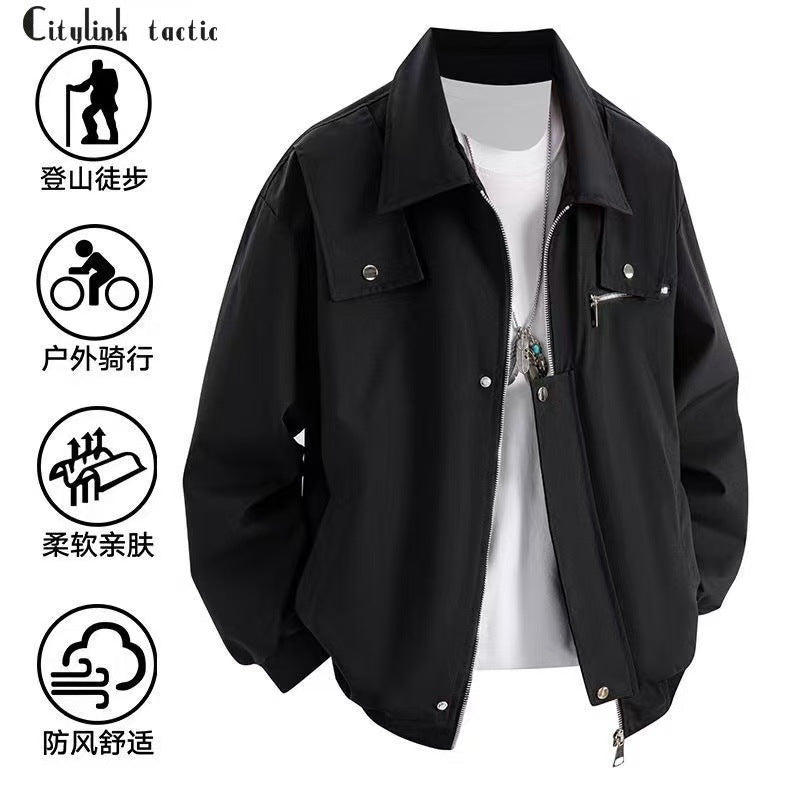 STOCK-Men’s Retro Work Jacket American Lapel Casual