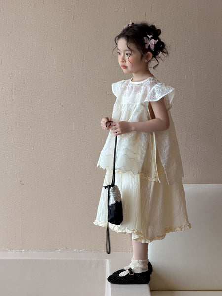 Girls Lace Two-Piece Skirt Set Summer 2026 – Summer Kids Fashion Nepal | Tudoholic
