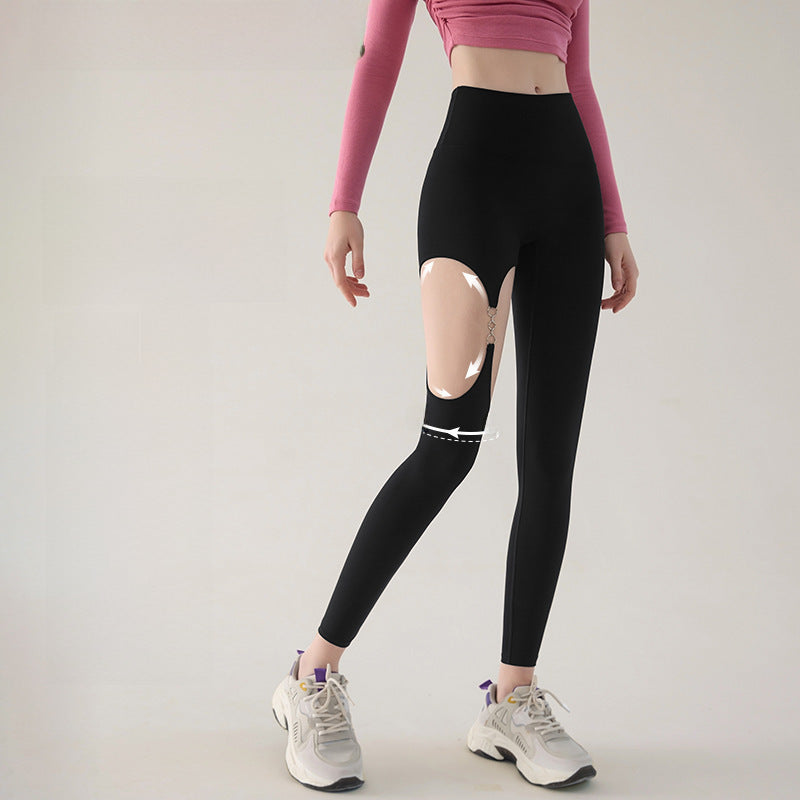 Metal Buckle Yoga Pants – Hollow Hip-Lift Fit