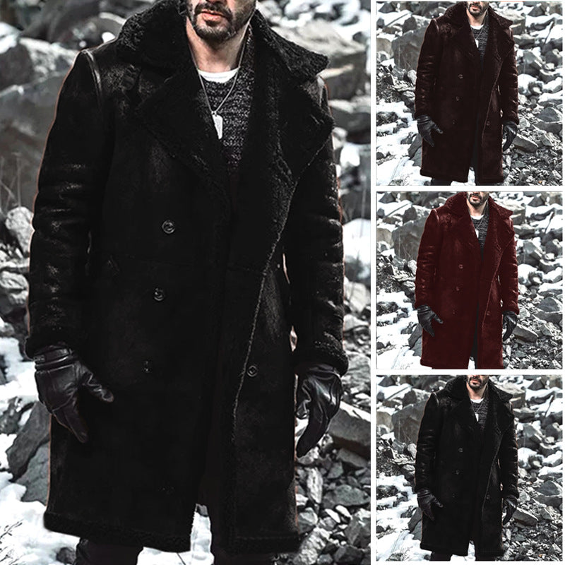 European Style Men’s Lamb Fur Faux Fur Warm Coat