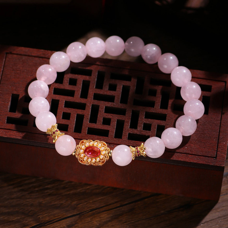 Pink Crystal Jade Bracelet – Elegant Gift for Her