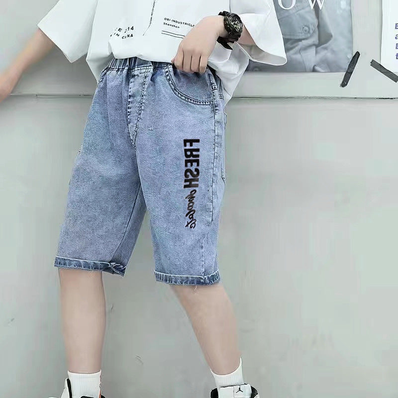 Boys Denim Capri Mid Length Pants Thin Summer Wear Kids