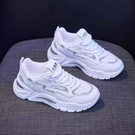 811-1 white Women's Thick Sole Korean Style Dad Sneakers Casual Street Style