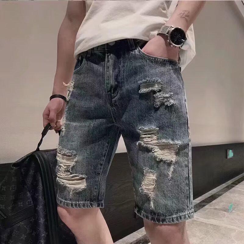 Men’s Ripped Denim Shorts Summer Loose Street Style