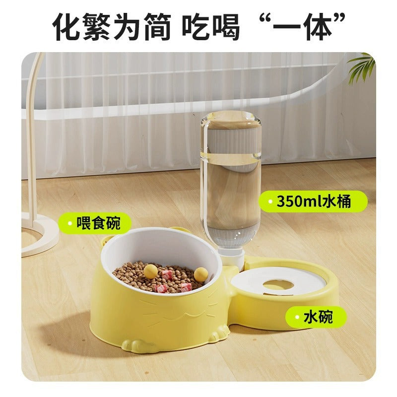 Double Cat & Dog Bowl Automatic Water and Food Steel Bowl