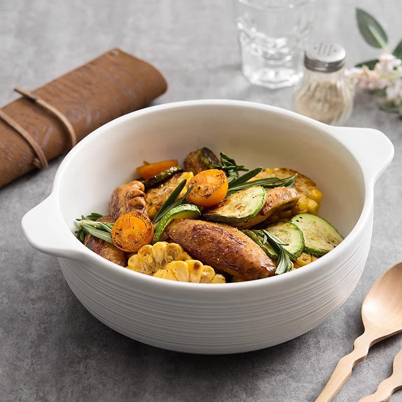 Japanese Ceramic Soup Bowl & Spoon Set Large Size