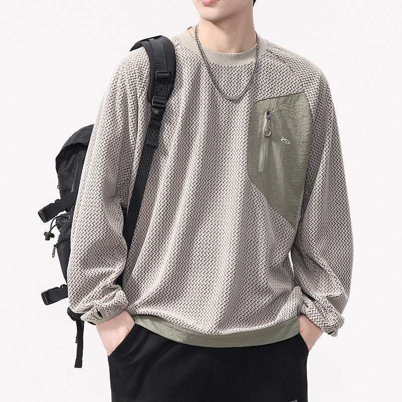 Men’s Polar Fleece Long Sleeve – Contrast Color Sweatshirt