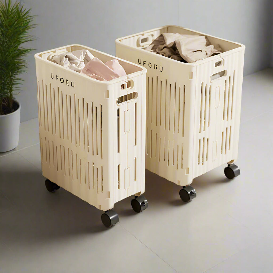Large Folding Laundry Basket with Wheels