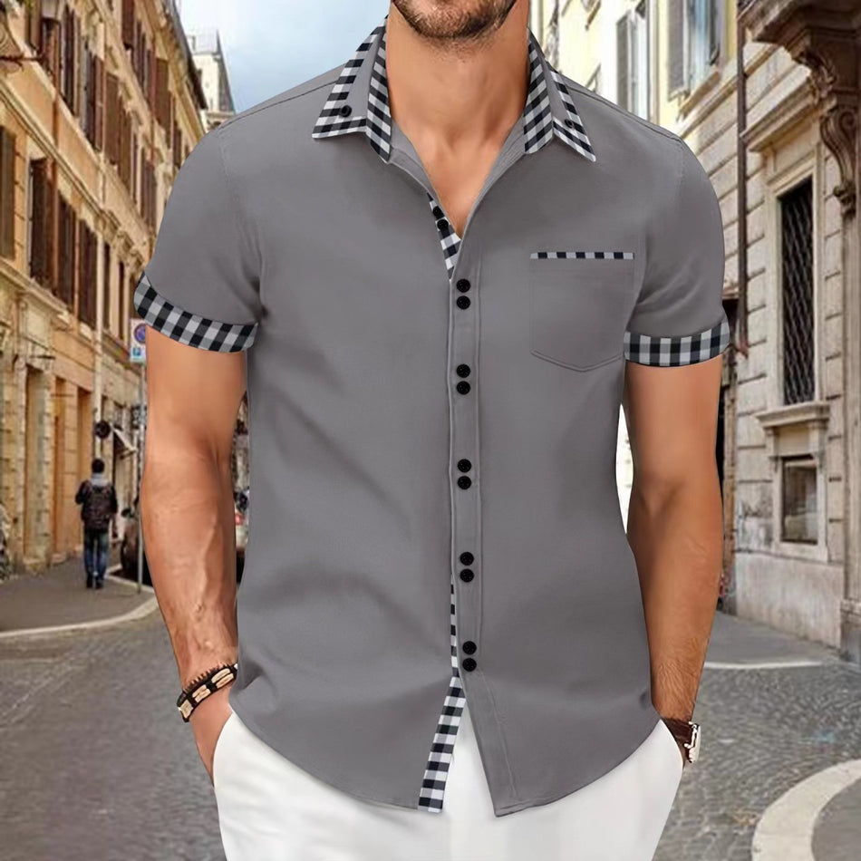 STOCK-Men’s Contrast Pocket Shirt – Stylish Casual Button-Up Top