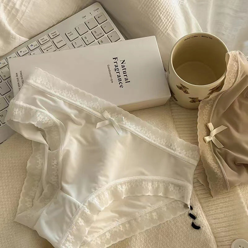 STOCK-Ice Silk Lace Panties – Seamless & Cotton Crotch