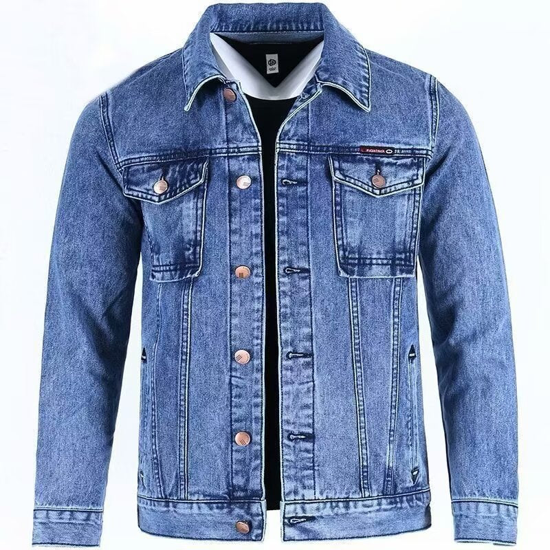 Men's Korean-Style Casual Denim Jacket Large Spring Trendy Top