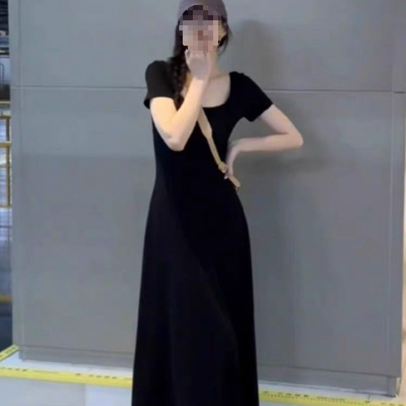 STOCK-French Style Slim-Fit Summer Dress| Elegant Round Neck