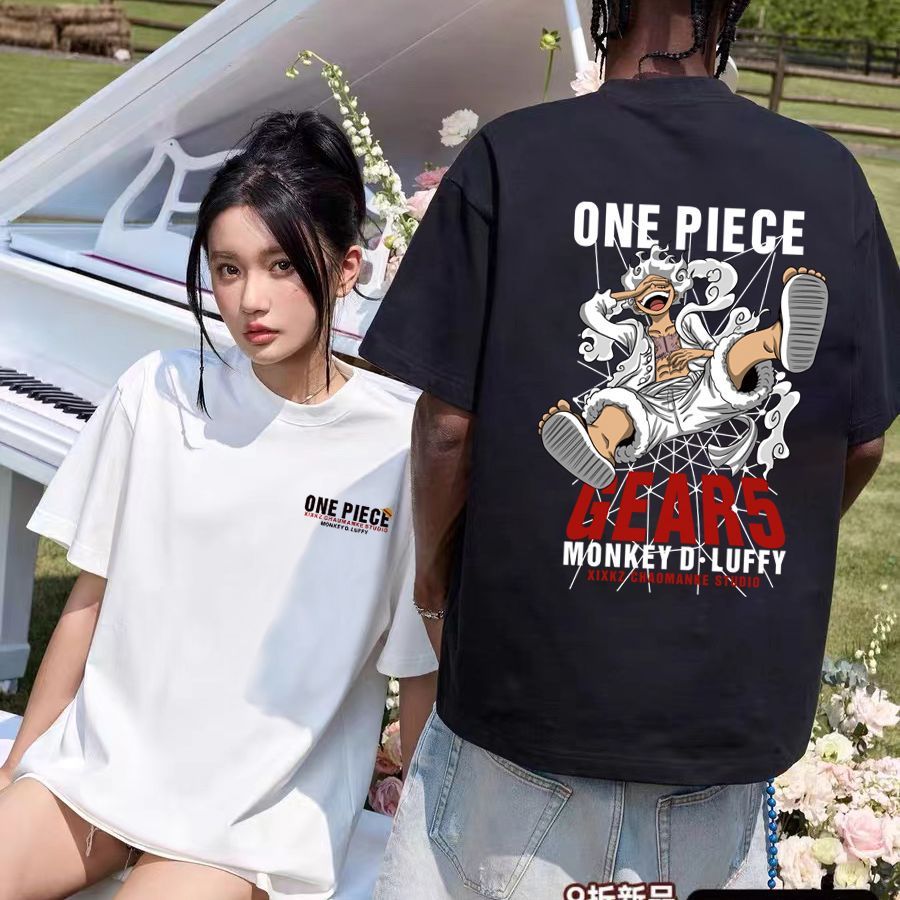 Heavyweight Cotton Anime Luffy Short-Sleeve T-Shirt Men