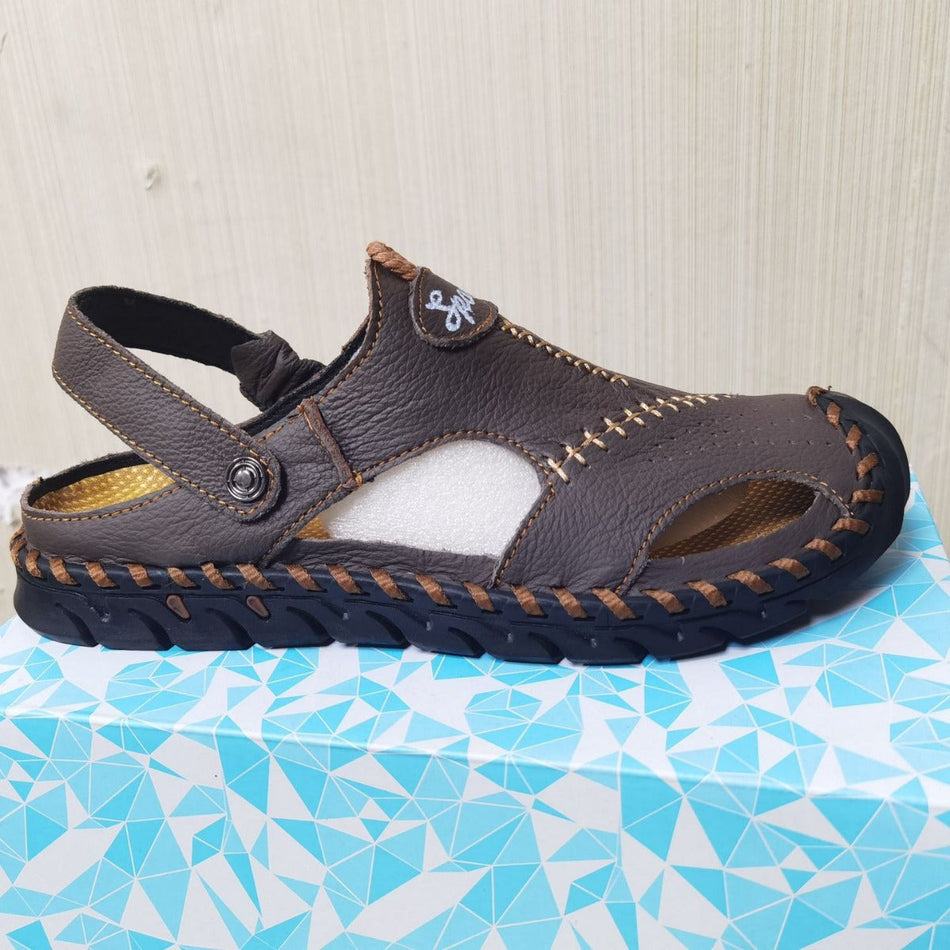STOCK-Men’s Cowhide Leather Sandals | Dual-Use, Breathable, Plus