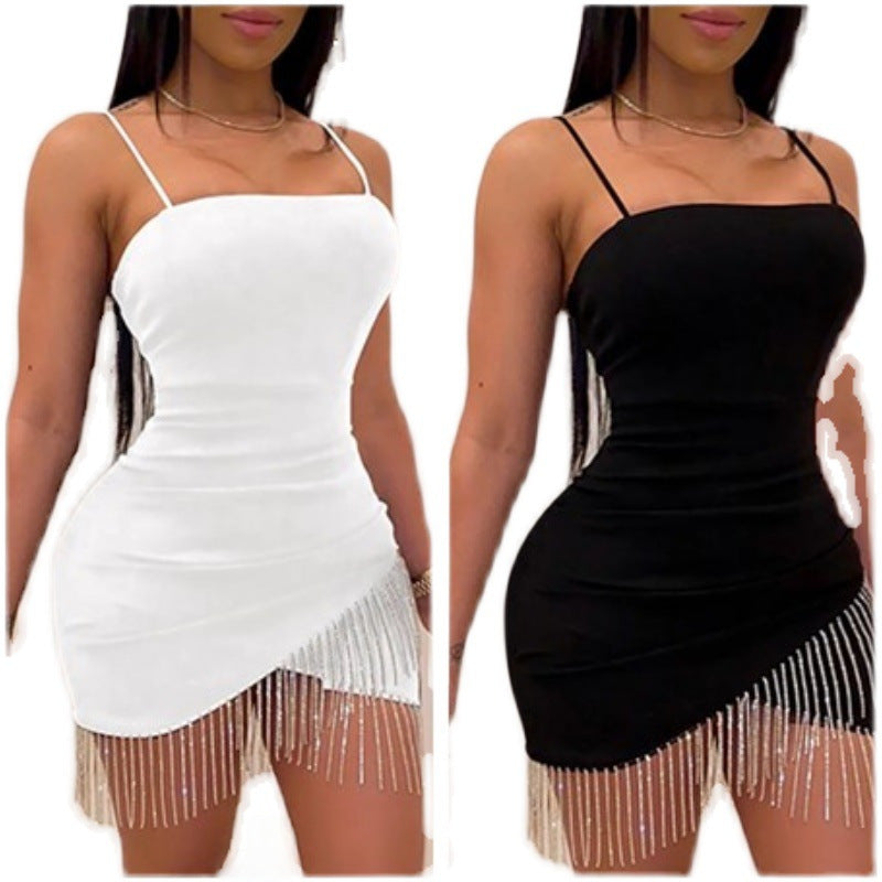 INSTOCK-Sexy Slim Tassel Bodycon Dress| Strapless Chest Wrap