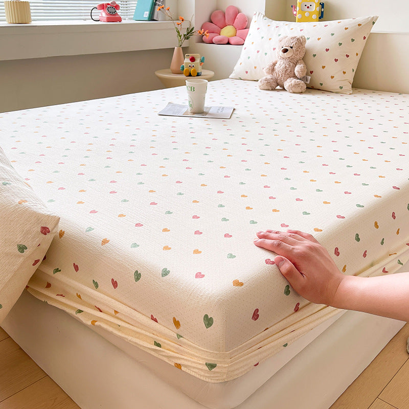 Cream Floral Cotton Sheet Set – 3pc Soft Washable