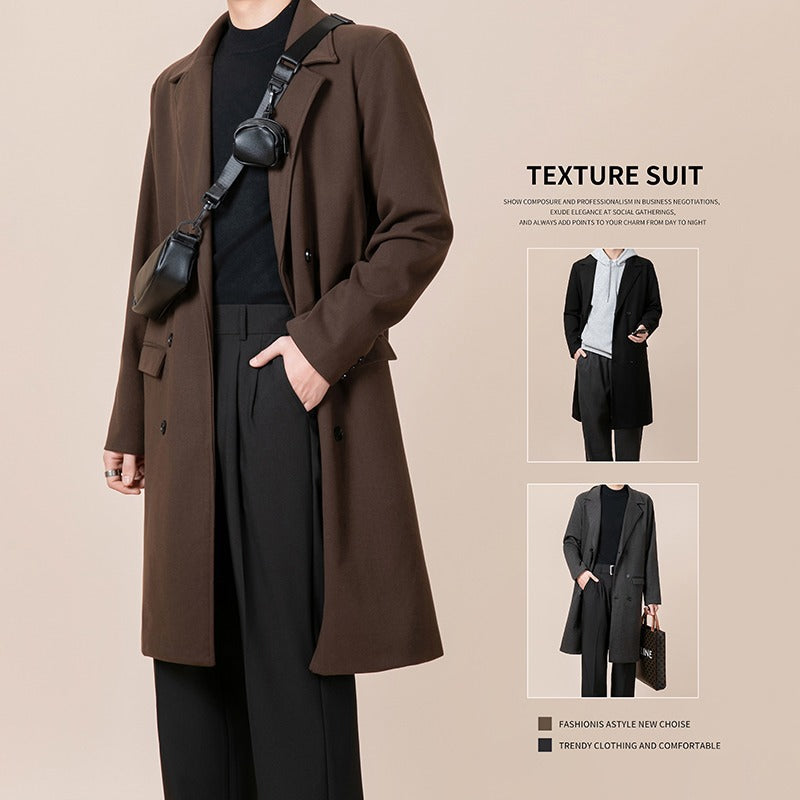 Men’s Woolen Fleece-Lined Mid-Length Winter Jacket