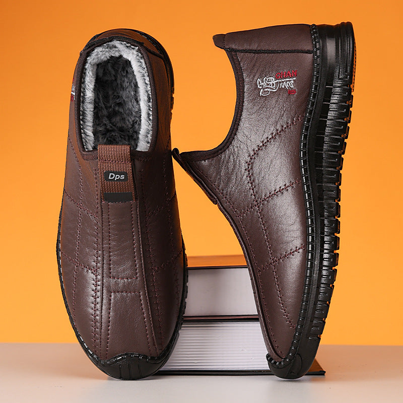 Men’s Cold-Proof Cotton Boots Velvet Thick Warm Outdoor Shoes