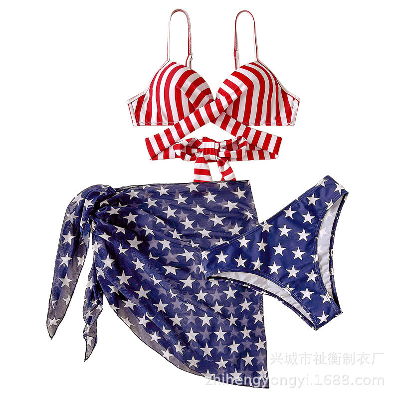 American Flag Bikini – Sexy 3-Piece Swimsuit Set