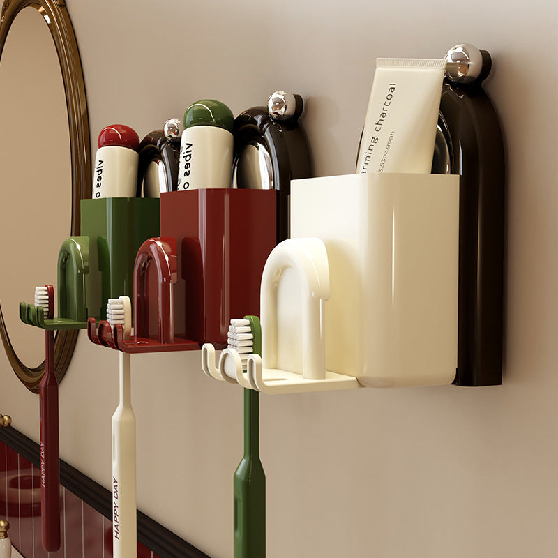 Suction Cup Toothbrush Rack – Wall-Mounted Cup & Mouthwash Holder