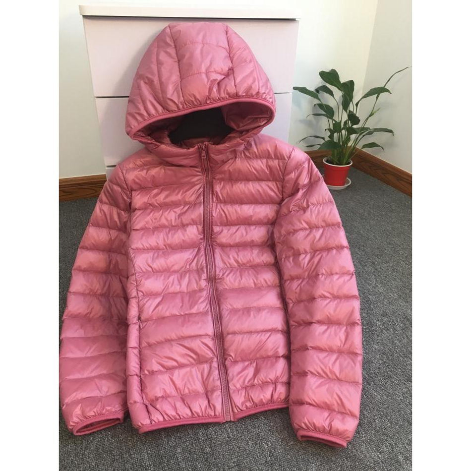 Women’s Slim Fit Hooded Down Jacket with Bag