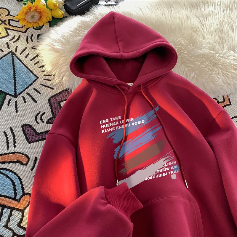 STOCK-Men’s Loose Fit Graffiti Print Hooded Sweatshirt
