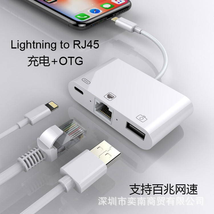 3-in-1 Lightning to RJ45 Ethernet OTG Charging Adapter