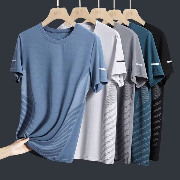 STOCK-Men’s Ice Silk Summer T-Shirt – Quick-Dry & Breathable