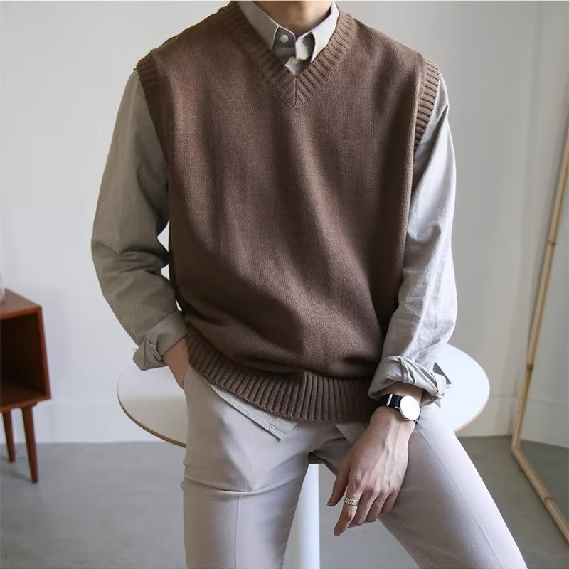 Men’s Korean-Style Sleeveless Knit Vest