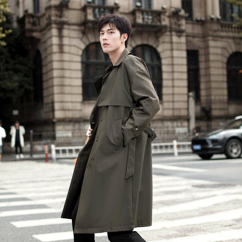 Men’s Korean Style Loose Trench Coat – Plus Size