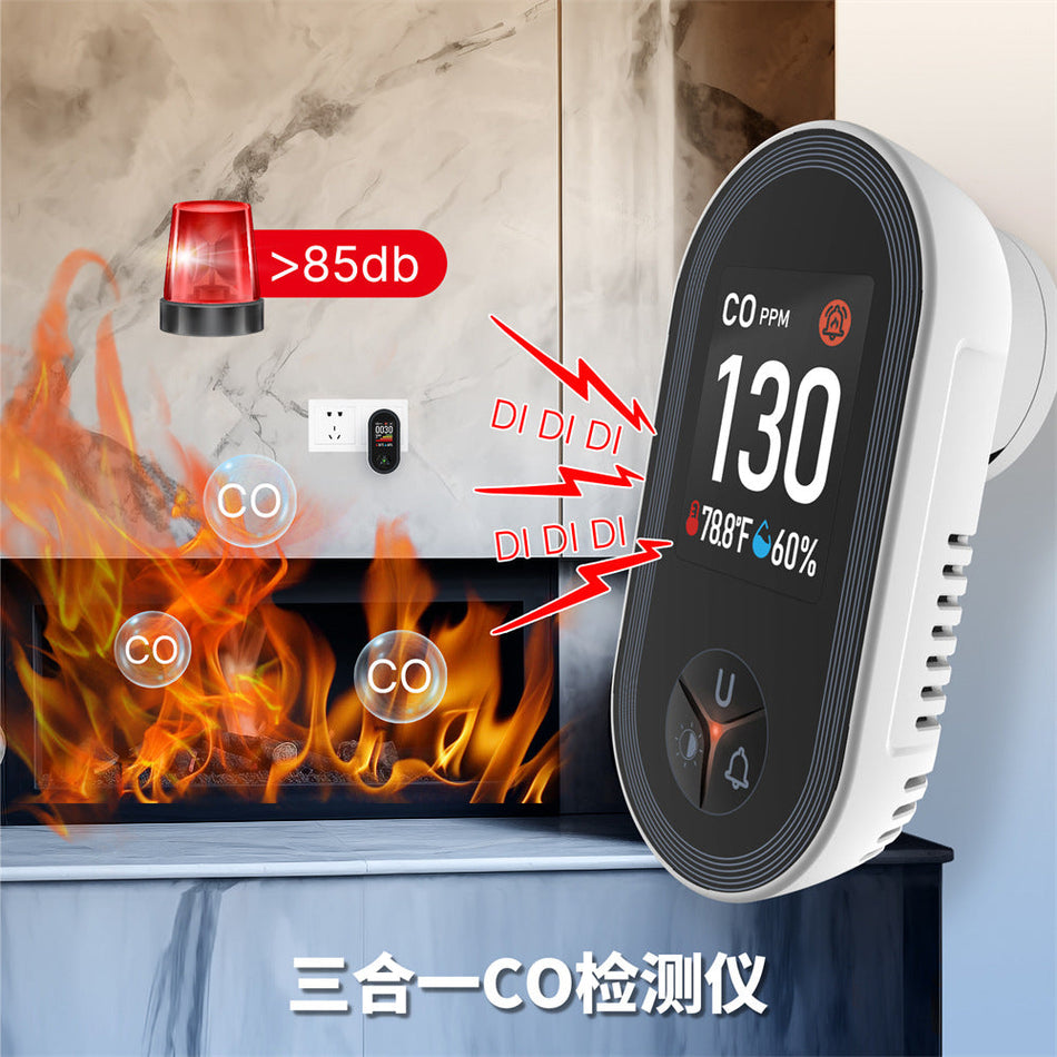3-in-1 CO, Temperature & Humidity Gas Detector Alarm