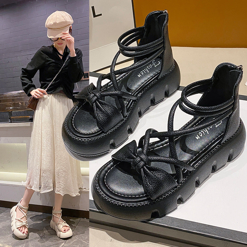 2025 Fairy Style Platform Roman Sandals with Thick Sole