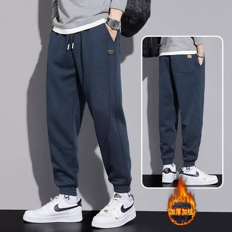Men’s Casual Loose Fleece-Lined Cotton Sweatpants Spring Autumn
