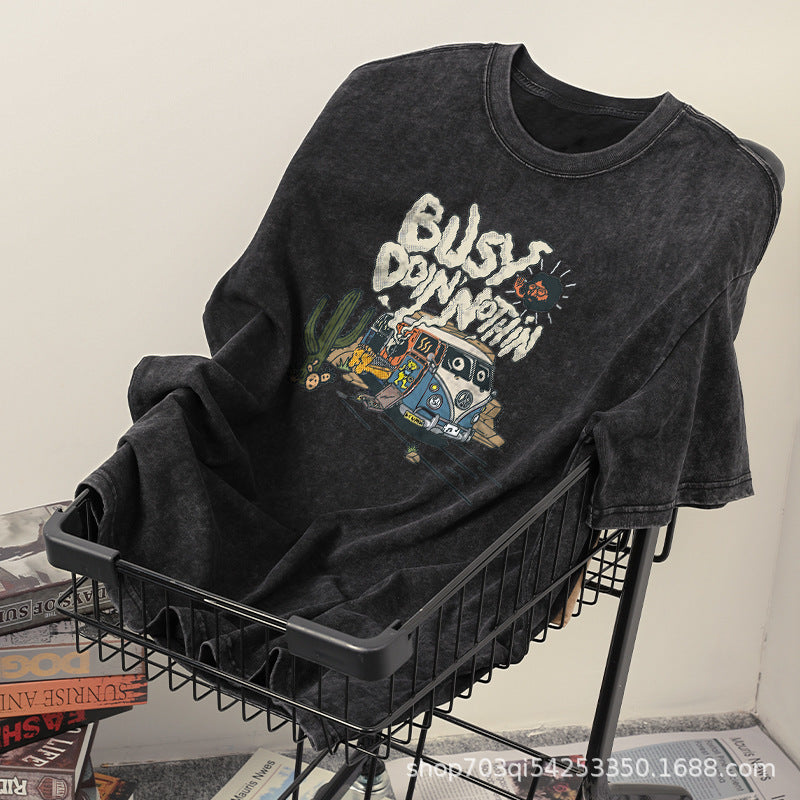 Retro American Distressed T-Shirt – Summer Cotton Top