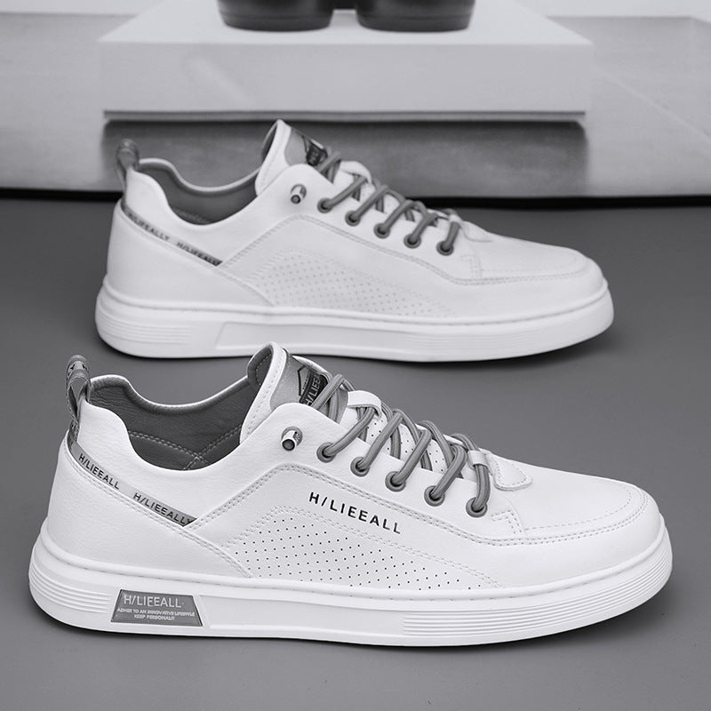 Men’s Spring Slip-On White Leather Shoes 2025