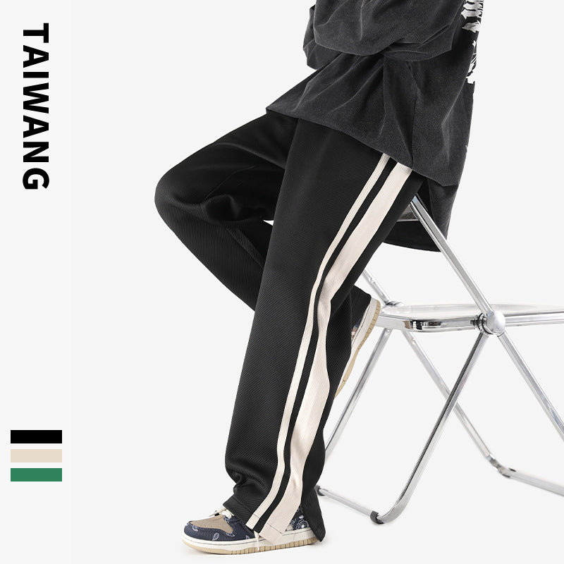 Thai-King Striped Knit Casual Pants Mens 2025