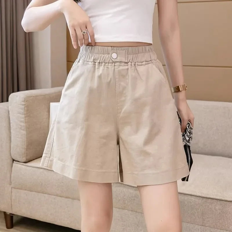 High-Waist Cotton Casual Shorts