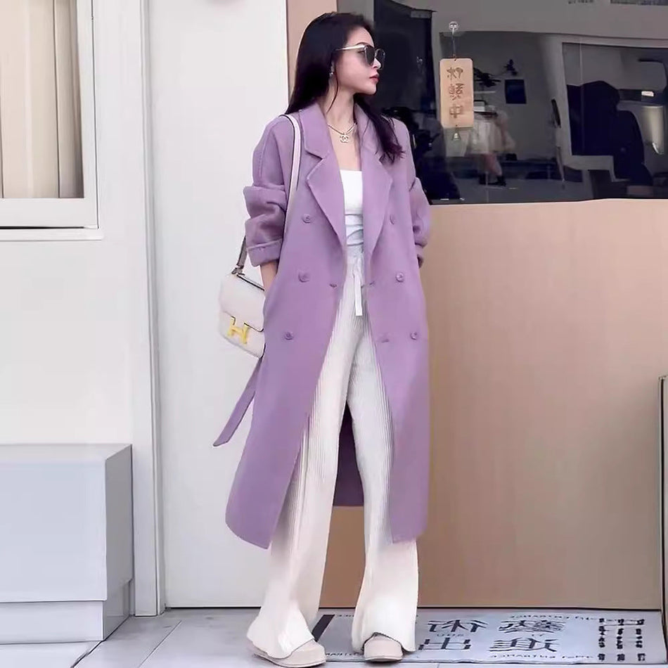 Hepburn Woolen Coat – Mid-Length Purple