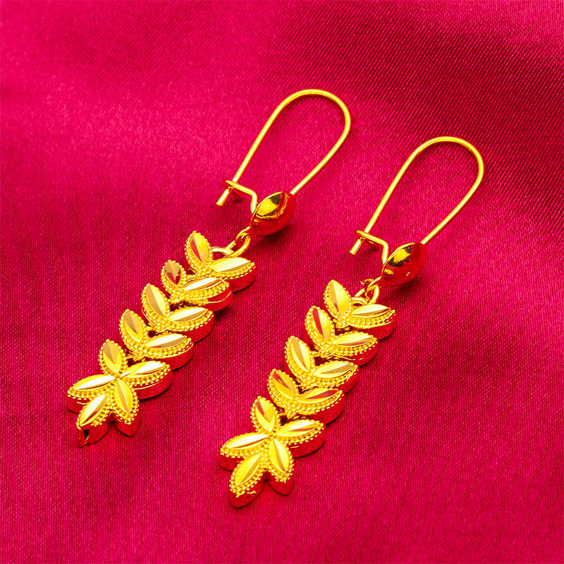 Women’s Wheat Earrings & Necklace Set – Sand Gold Fashion Jewelry