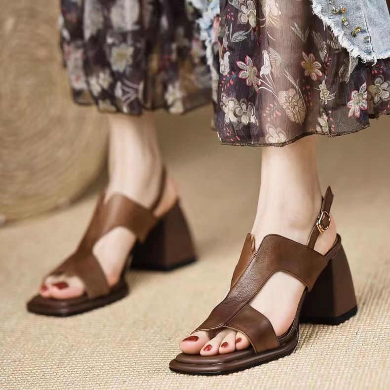 Retro Chunky Heel Sandals