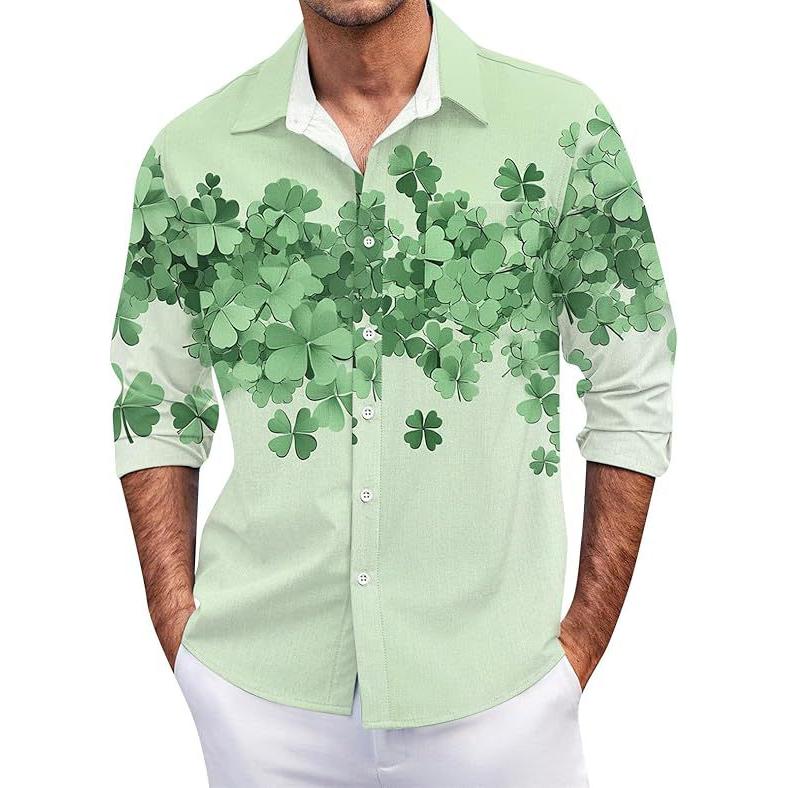 INSTOCK-Men’s Hawaiian Long-Sleeve Shirt – Tropical Vacation Top