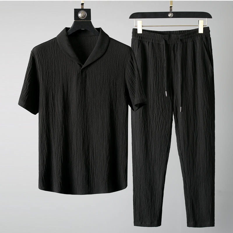 Men’s Summer Korean-Style Sports Suit – Trendy Two-Piece Set