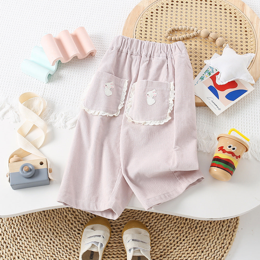 Girls Rabbit Lace Wide-Leg Casual Pants Autumn Style – Spring Autumn Kids Fashion Nepal | Tudoholic
