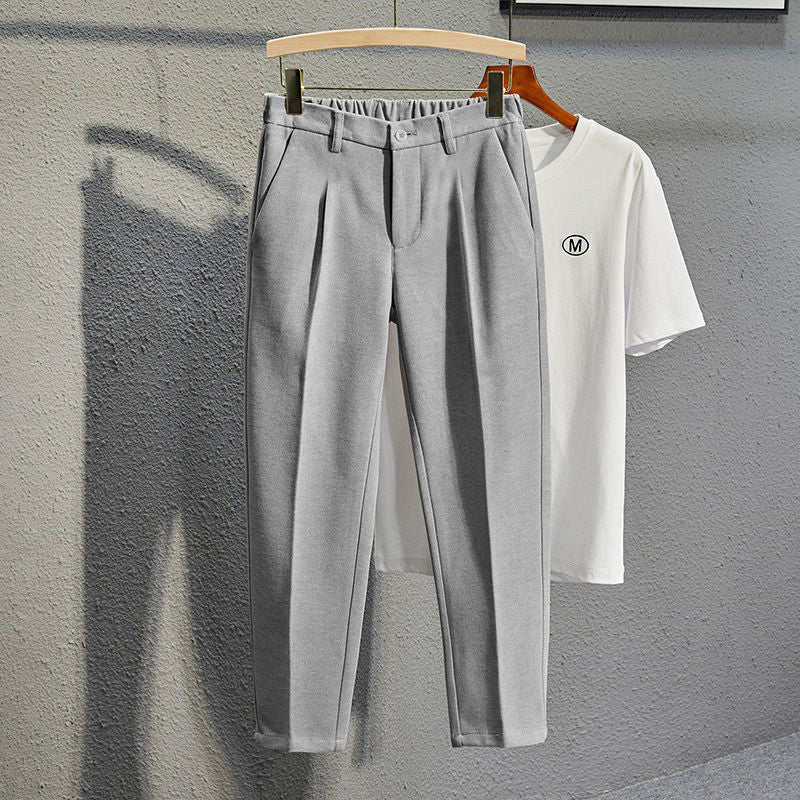 STOCK-Men’s Woolen Pants – Autumn Winter Loose Straight Dress
