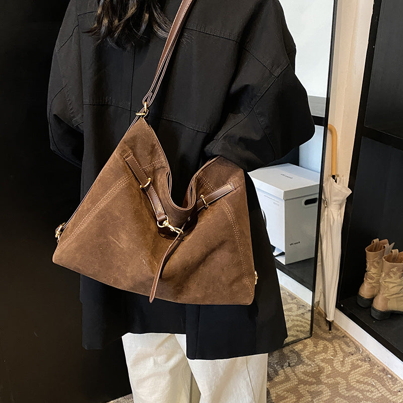 Retro Large-Capacity Frosted Shoulder & Tote Bag