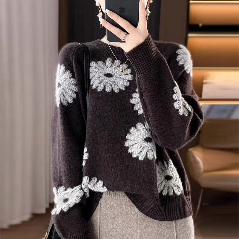 Women’s Color-Block Jacquard Knit Sweater