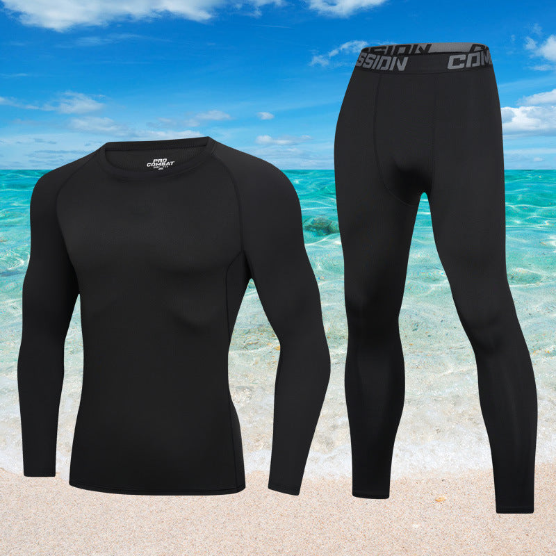 STOCK - Men's Long Sleeve Swimsuit Set Beach Surf Top Trousers