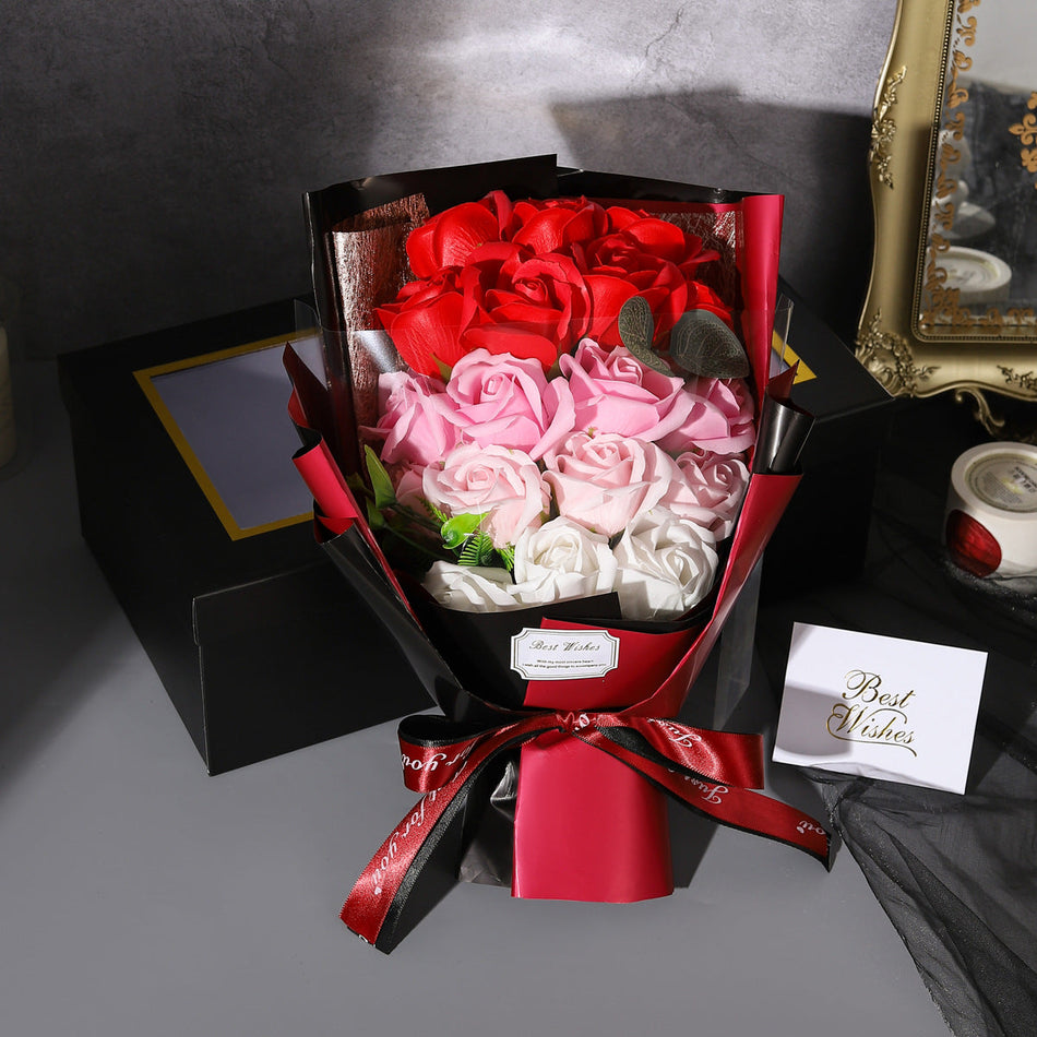 Soap Flower 18-Rose Gift Box Birthday & Valentine’s Bouquet