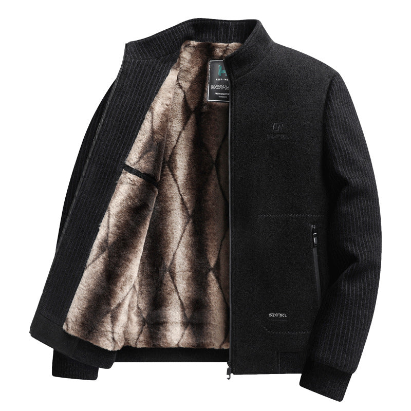 Men’s Fleece-Lined Chenille Dad Jacket Thickened